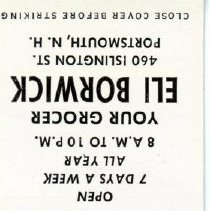 Matchbook cover


Borwick's store matchbook cover